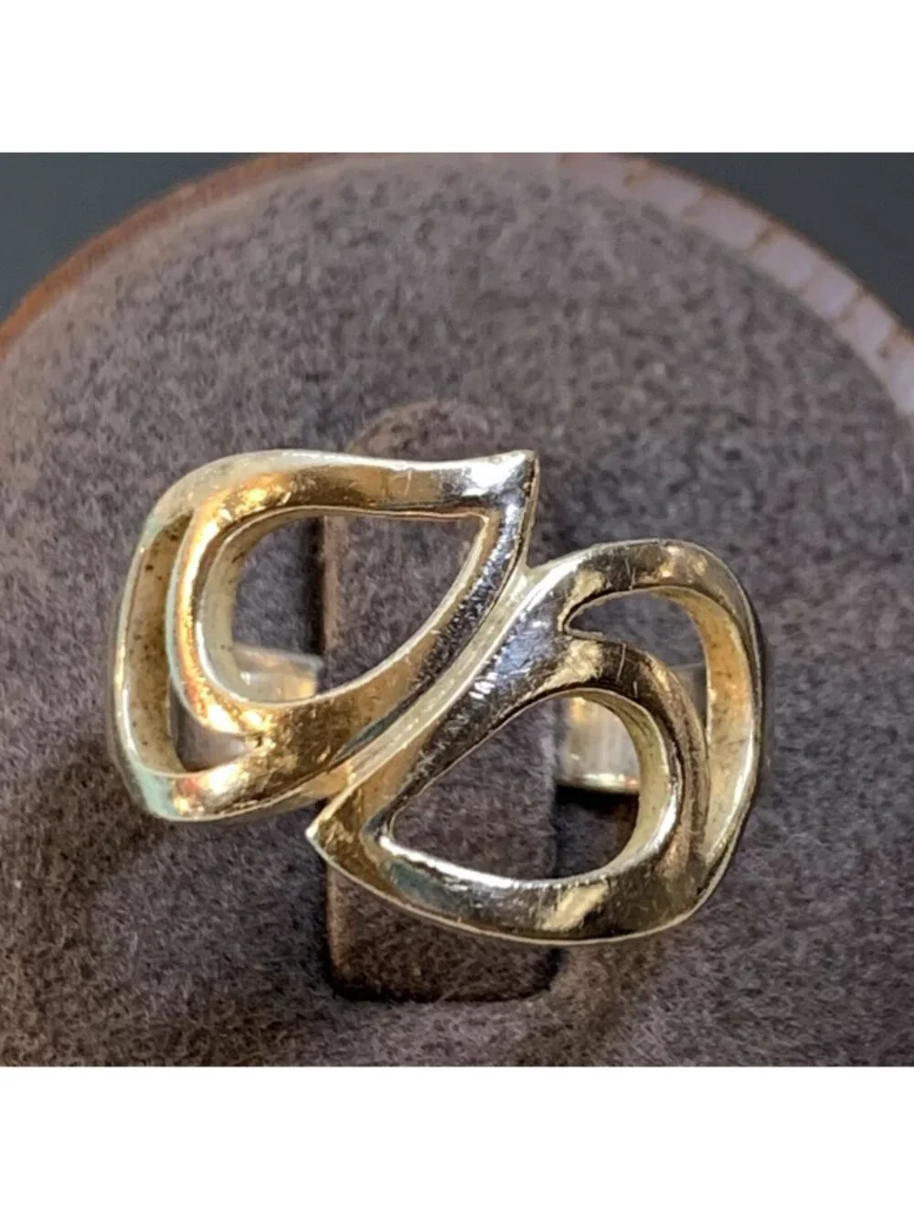 Double Teardrop Design Sterling Silver 925 Bypass Statement Ring Size 8.25